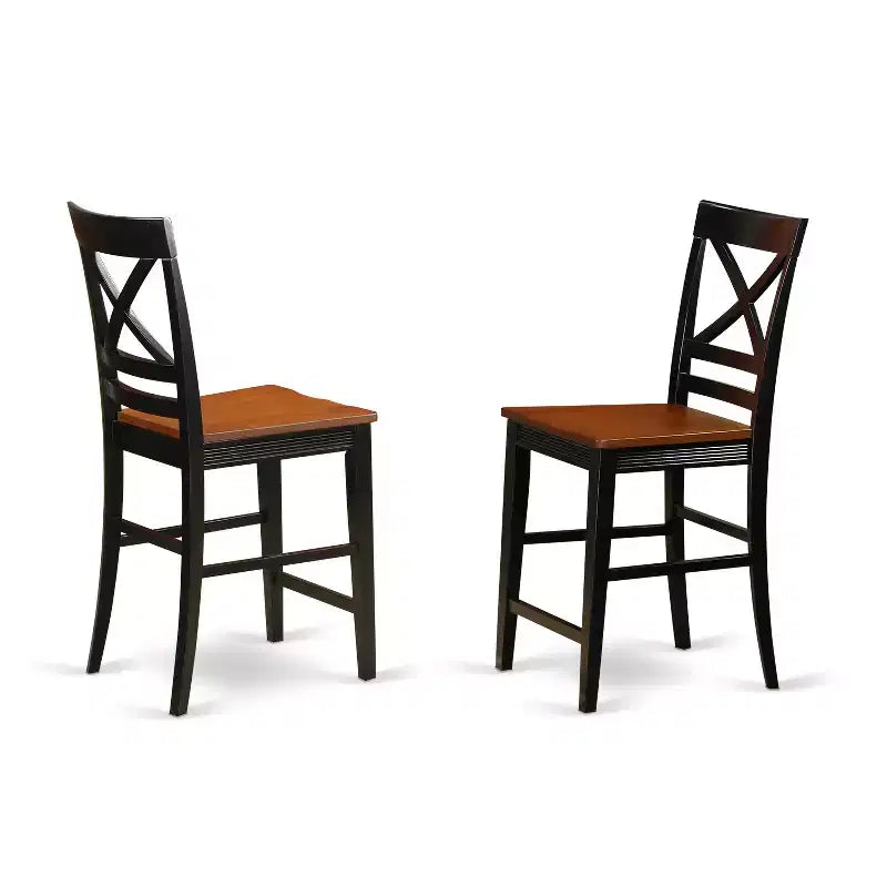 Ensemble table et chaises hauteur comptoir - Set de salle à manger 3 pièces - Table ronde de 42 pouces et 2 chaises - Finition cerise noire