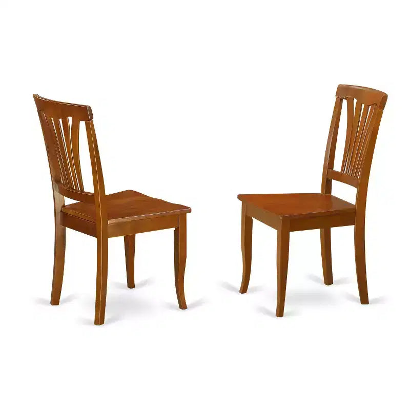 Table à manger 7 pièces ovale en bois massif finition brun selle avec 6 chaises avec