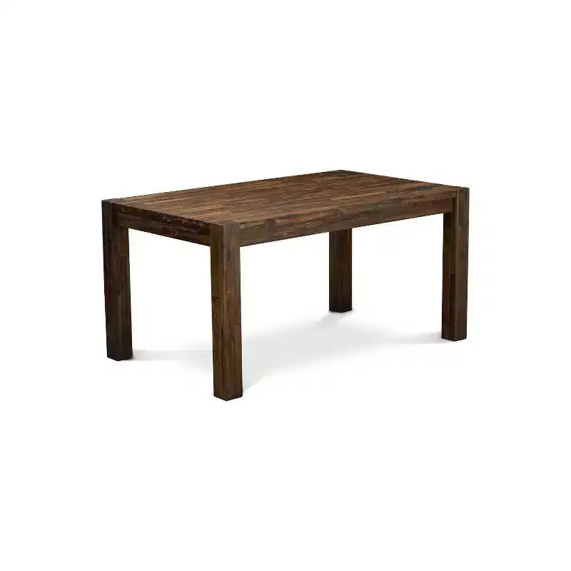 Table de salle à manger HomeStock 7 pièces en bois massif finition jacobéen vieilli avec 6 chaises