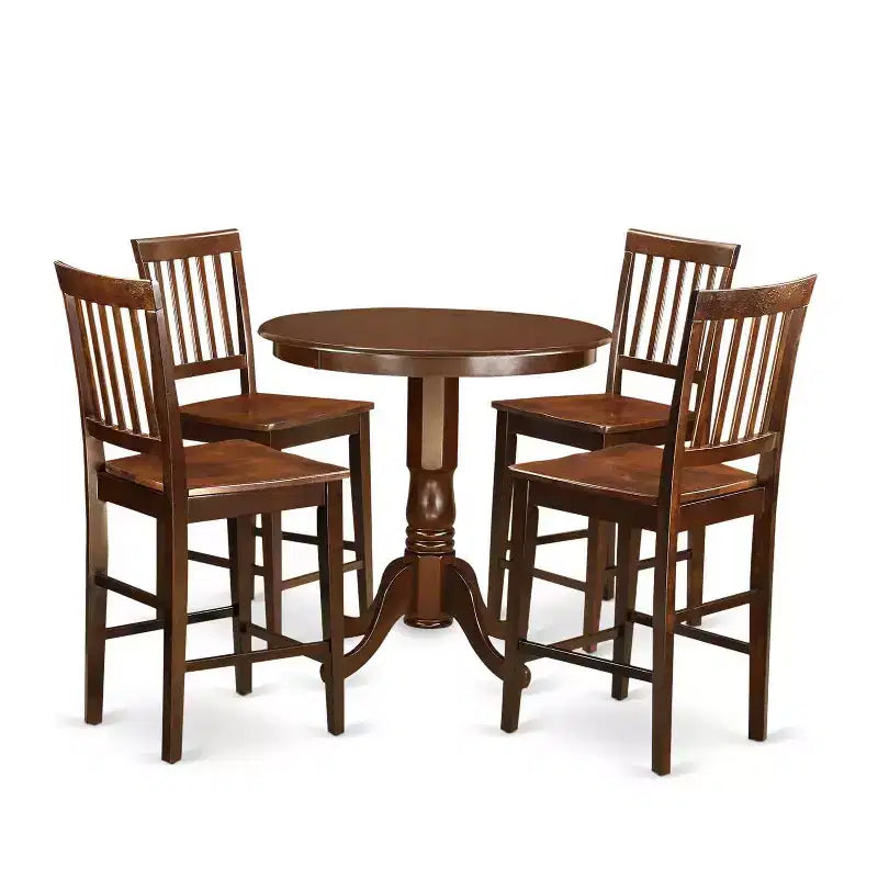 Counter Height Dining Set - 5 Piece Round Table & 4 Chairs - Modern Kitchen Set