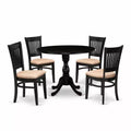 HomeStock 5-Piece Black Finish Solid Wood Top Dining table with 4 Chairs with Drop Leaf Slat Back