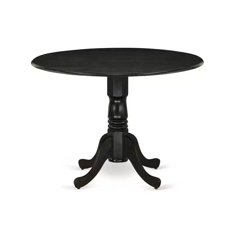Table de salle à manger HomeStock 5 pièces à plateau en bois massif finition noire avec 4 chaises à dossier ajouré et rallonge à abattant