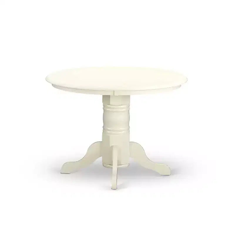 3-Piece Linen white Solid Wood Top - Round Upholstered Dining Room Set - Seats 4