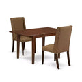 HomeStock 3-Piece Mahogany Finish Rectangular Solid Wood Top with Butterfly Leaf Dining Table Set