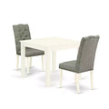 Vintage 3-Piece Dining Set - Kitchen Table & 2 Parsons Chairs - Linen White Finish