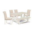 HomeStock 6-Pc Natural Oak Finish Solid Wood Top dining Table with 1-Bench and 4-Chairs