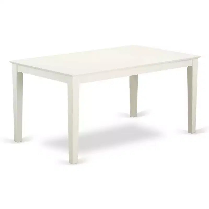 HomeStock Ensemble de salle à manger 7 pièces avec table rectangulaire plateau en bois massif finition lin blanc et 6 chaises