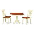 HomeStock 3-Piece Buttermilk & Cherry Finish Solid Wood Top Dining Table with 2 Chairs