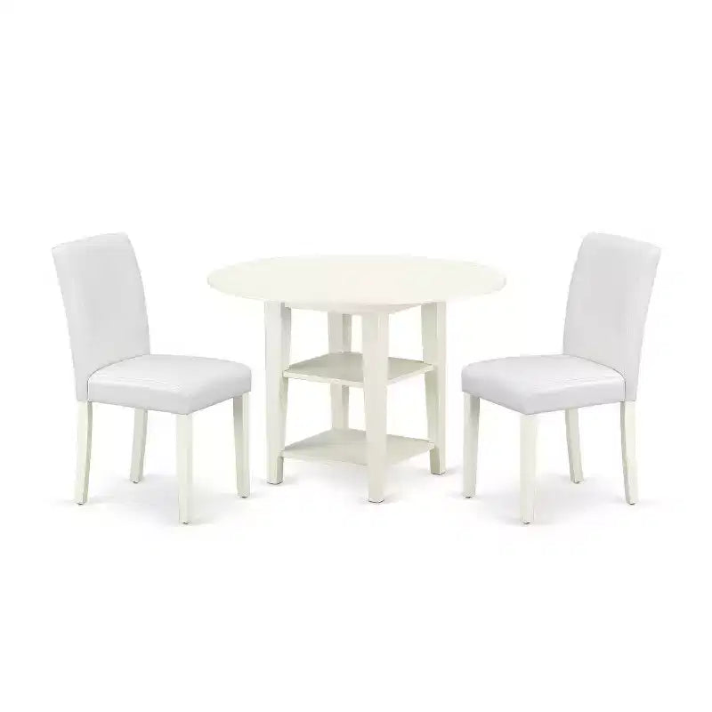 Modern Dining Set 3pc - Round Table & 2 Parsons Chairs - 42 Inch - City Chic Design