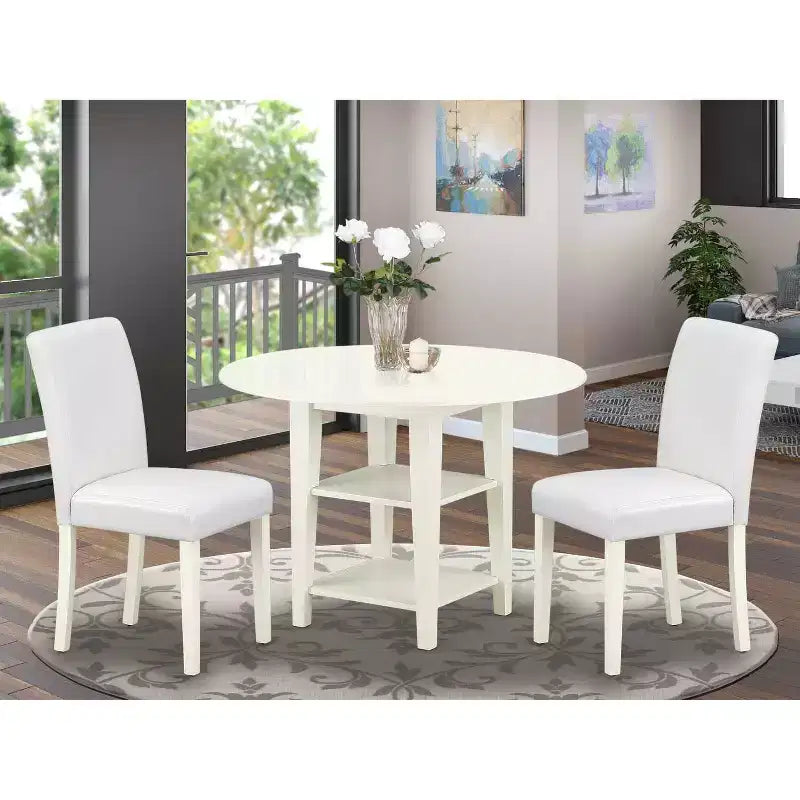Ensemble de salle à manger moderne 3 pièces - Table ronde et 2 chaises Parsons - 106,7 cm - Design urbain chic