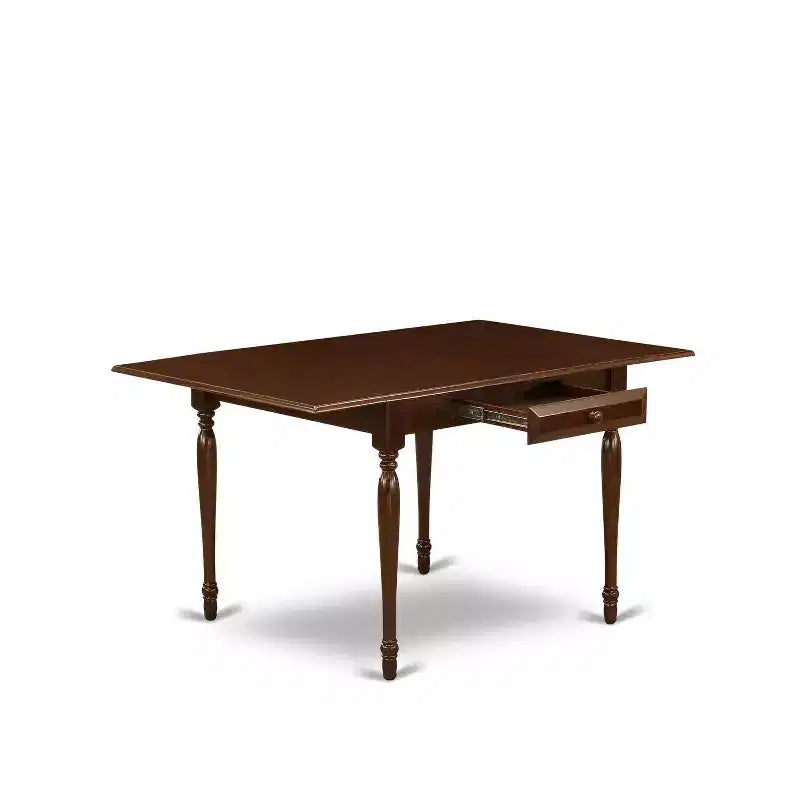 Ensemble de salle à manger 3 pièces HomeStock avec plateau rectangulaire en bois massif finition acajou et rabats