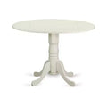 Round Kitchen Table Set - 3 Piece Dining Furniture with Dropleaf Table & 2 Chairs - 42 Inch White