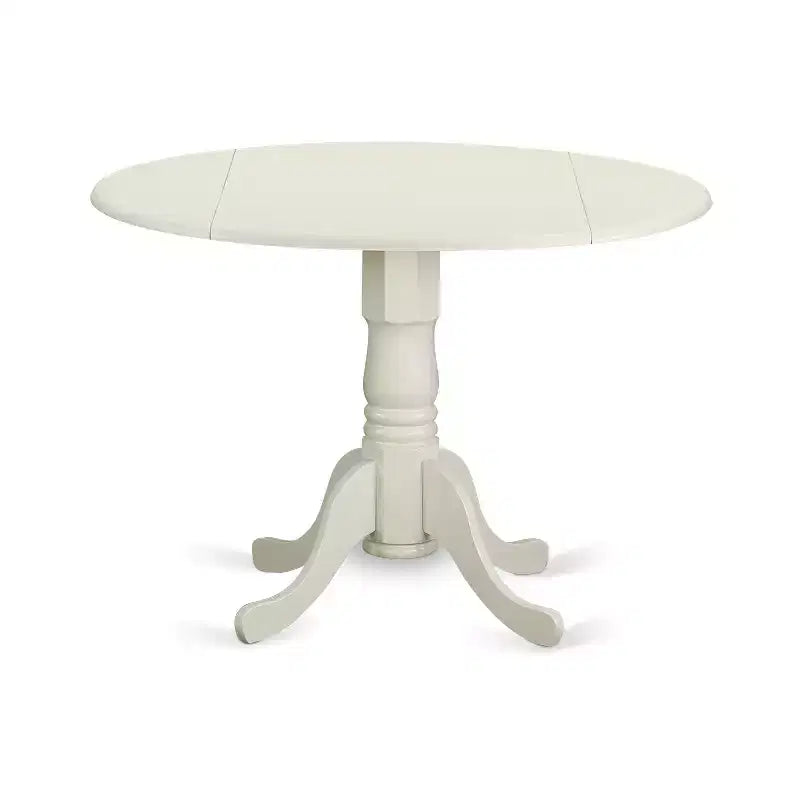 Round Kitchen Table Set - 3 Piece Dining Furniture with Dropleaf Table & 2 Chairs - 42 Inch White