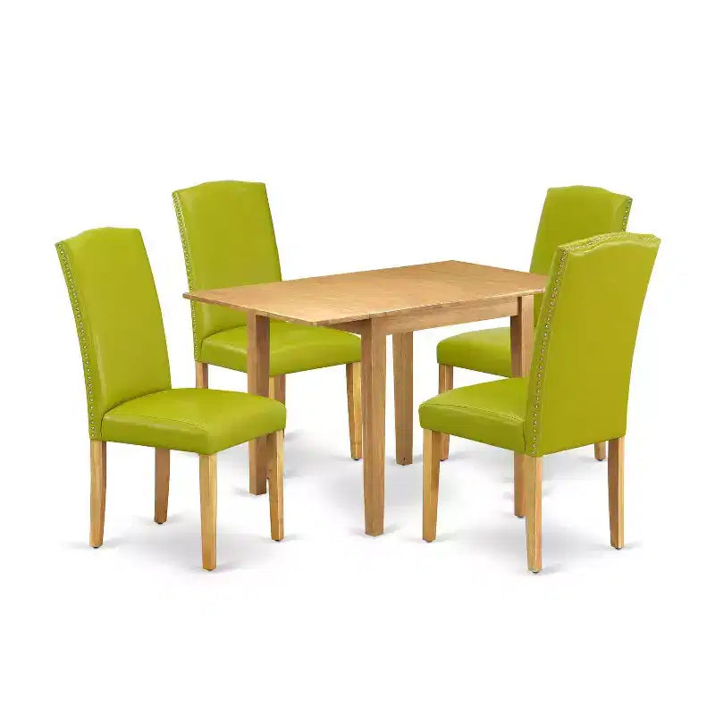 HomeStock 5-Pc Natural Oak Finish Solid Wood Top - Dining Room Set - Seats 4