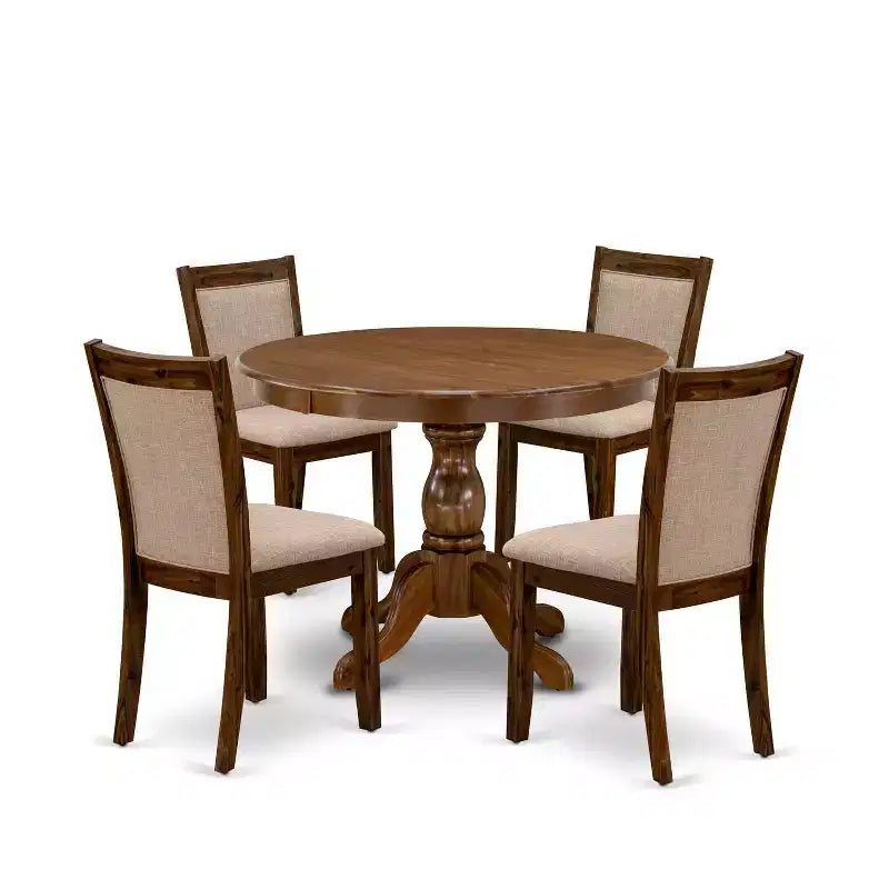 HomeStock 5-Piece Sand Blasted Black Finish Solid Wood Top Dining table with 4 Chairs