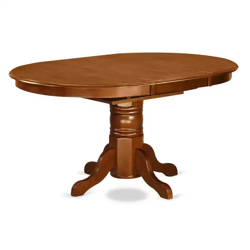 5 Piece Dining Set - Oval Table with Butterfly Leaf & 4 Kitchen Chairs - Saddle Brown Finish