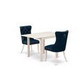 HomeStock 3-Pc Linen White Finish Rectangular Solid Wood Top with Dropleaf Dining Table Set