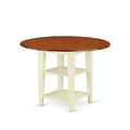 HomeStock 3-Piece Buttermilk and Cherry Finish Round Solid Wood Top Dining Table Set