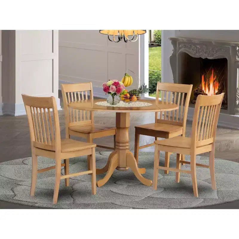 Ensemble petite table de cuisine - Table ronde à abattants et chaises de dînette - Meuble de salle à manger compact