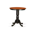 HomeStock 5-Piece Round Black Finish Solid Wood Top Dining table with 4 Chairs