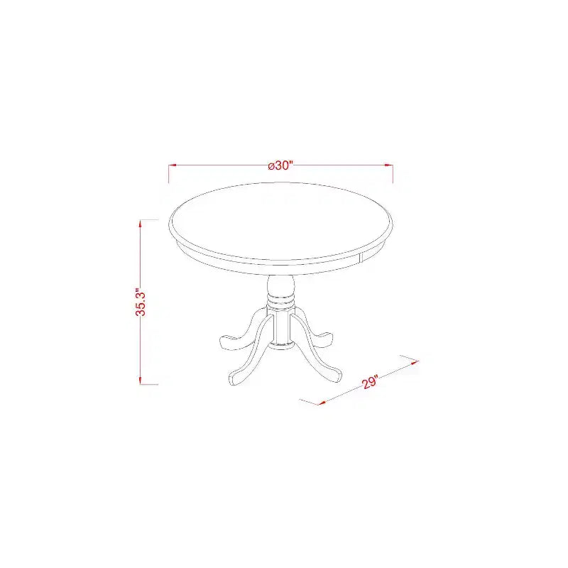 Table à manger ronde 5 pièces HomeStock avec plateau en bois massif finition noire et 4 chaises