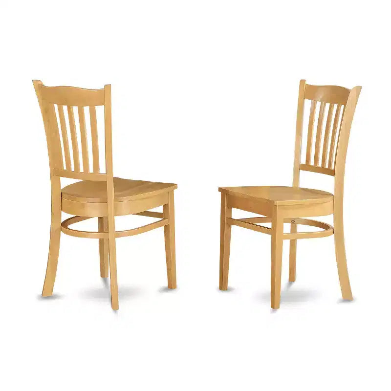 HomeStock Table à manger 5 pièces ronde avec plateau en bois massif et 4 chaises, finition chêne naturel
