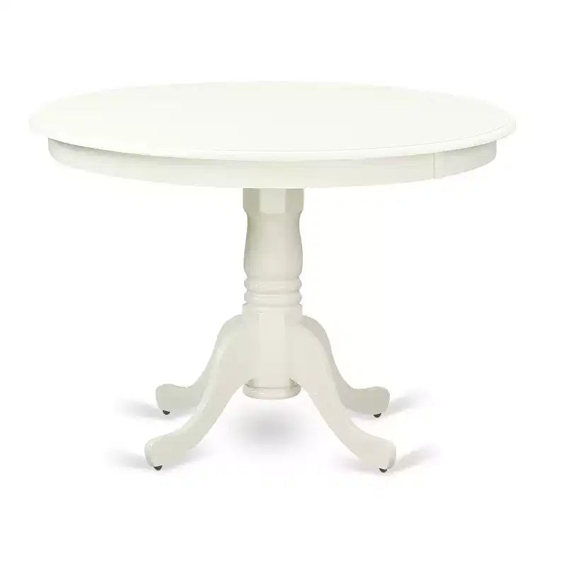 HomeStock 3-Pc Linen White Finish Solid Wood Top - Round Dining Room Set - Seats 4