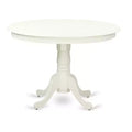 HomeStock 3-Pc Linen White Finish Solid Wood Top - Round Dining Room Set - Seats 4