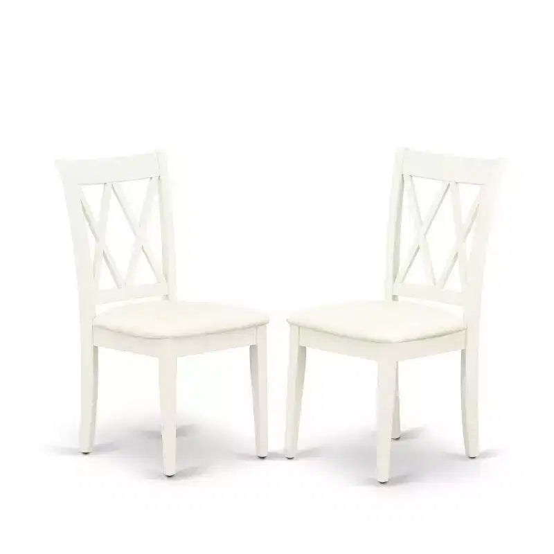 Ensemble dînette 3 pièces – Table de cuisine et 2 chaises de salle à manger – Finition blanc lin – Petite table ronde