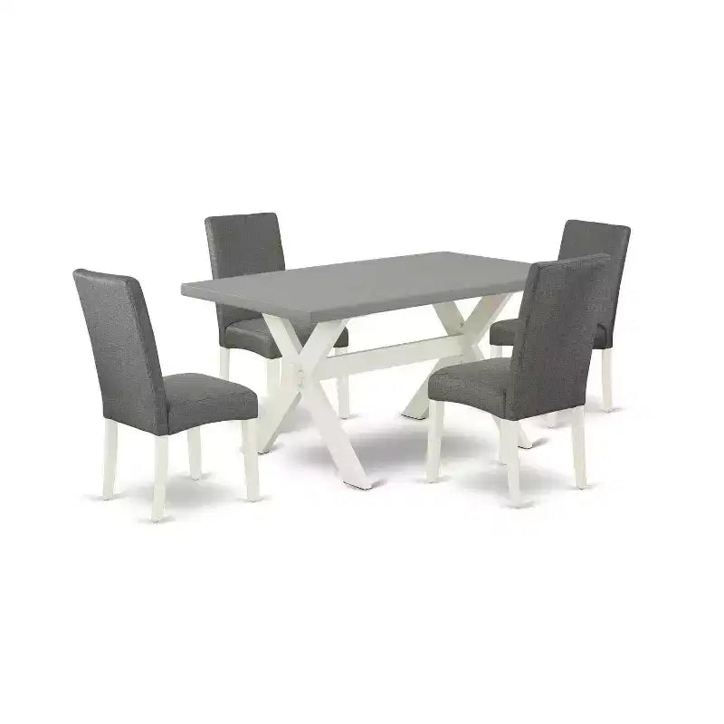 5-Piece Rectangle Natural Oak Finish Solid Wood Top Dining table with 4 Chairs with