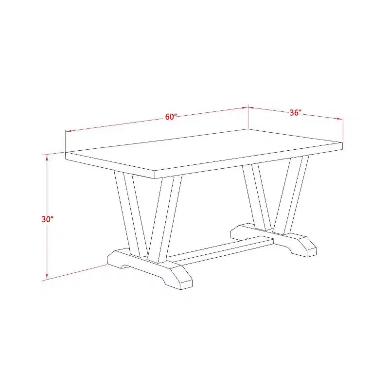 Table à manger 5 pièces rectangulaire avec plateau en bois massif finition chêne naturel et 4 chaises avec