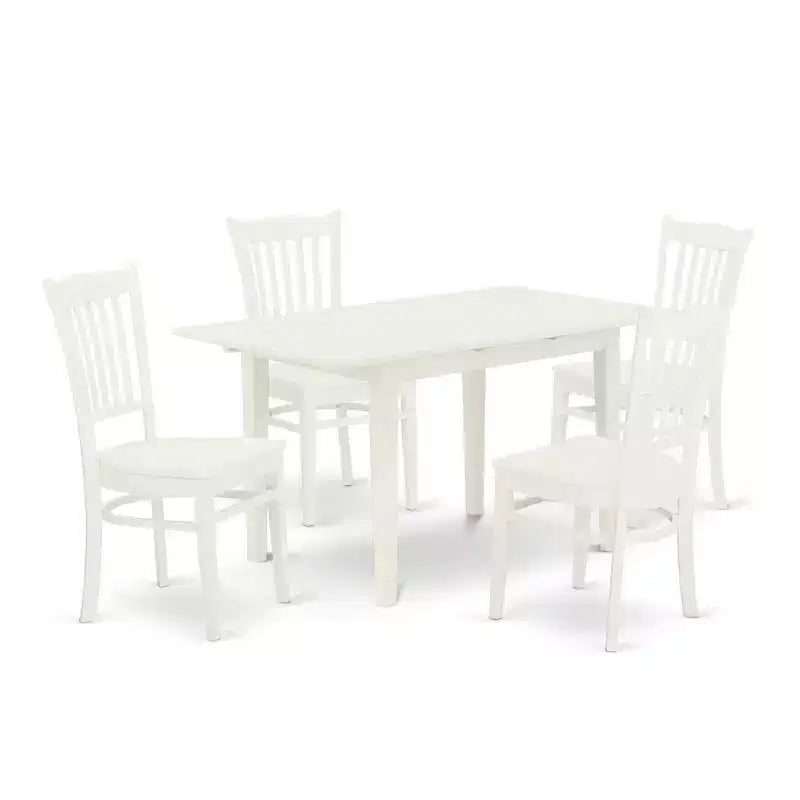 5-Piece Buttermilk and Cherry Solid Wood Top - Rectangular Dining Room Set - Seats 4