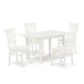 5-Piece Buttermilk and Cherry Solid Wood Top - Rectangular Dining Room Set - Seats 4