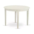 5-Piece Linen White Solid Wood Top - Round Upholstered Dining Room Set - Seats-4