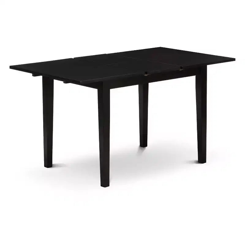 Ensemble de salle à manger 3 pièces HomeStock avec plateau rectangulaire en bois massif noir et rallonge papillon