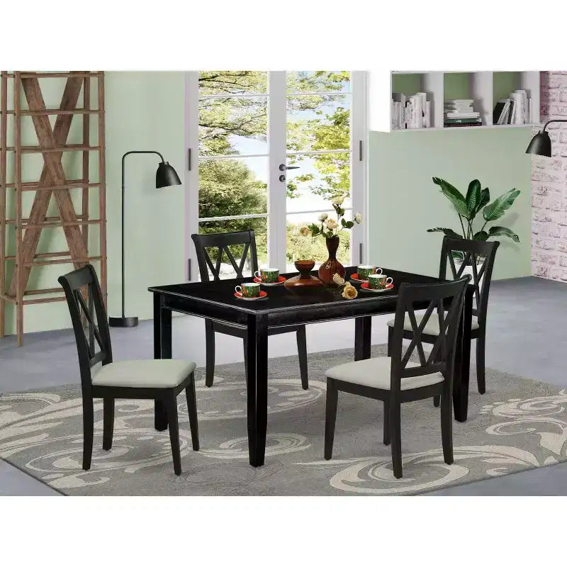 Ensemble de salle à manger du sud-ouest - Table et chaises 5 pièces - Finition noire - Coin repas de cuisine
