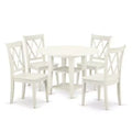 Round Dining Table Set 5pc 20-42 Inch Table w/ Drop Leaves & 4 Chairs