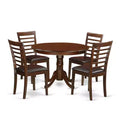 HomeStock 5-Pc Round Mahogany Finish Solid Wood Top Dining table with 4 Chairs