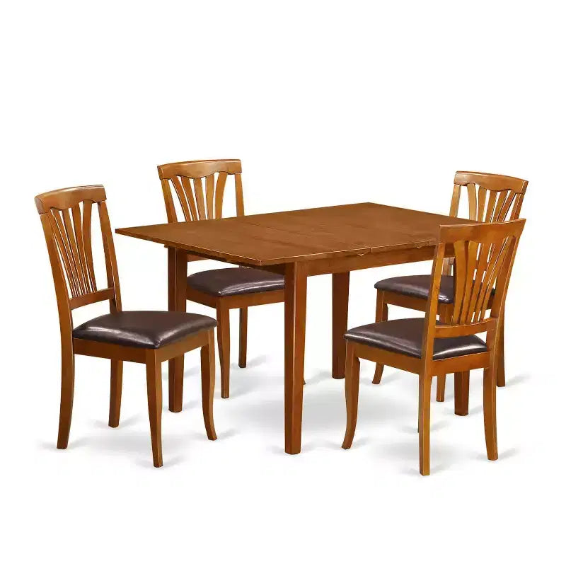 3-Piece Saddle Brown Finish Solid Wood Top - Dining Room Set - Seats 4