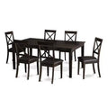 7 Piece Dining Set - Kitchen Table with Pedestal & Faux Leather Chairs - 42x72 Inch