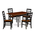 5-Piece Black and Cherry Finish Solid Wood Top - Rectangular Dining Room Set - Seats 4
