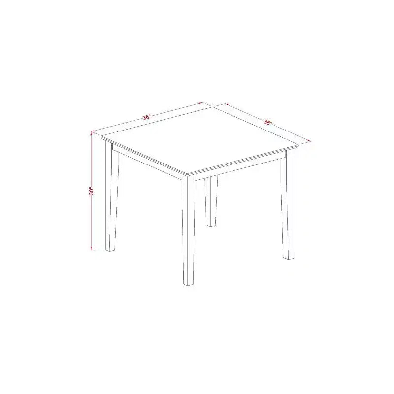 Ensemble de salle à manger 5 pièces en noyer antique, plateau en bois massif carré - 4 places