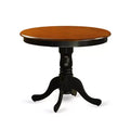 3-Piece Round Black Finish Solid Wood Top Dining Table with 2-Chairs with