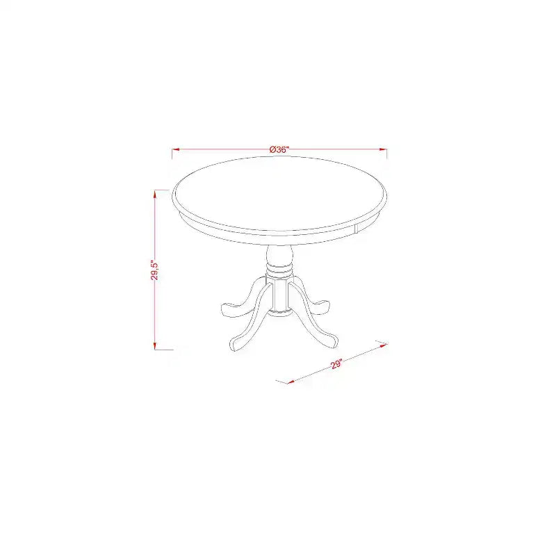 Table à manger ronde 3 pièces avec plateau en bois massif au fini noir et 2 chaises avec
