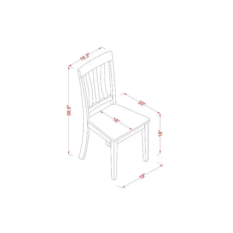 Table à manger ronde 3 pièces avec plateau en bois massif au fini noir et 2 chaises avec