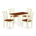 HomeStock 5-Pc Buttermilk and Cherry Solid Wood Top-Dining Room Set-Seats 4