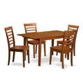 HomeStock 5-Pc Saddle Brown Finish Solid Wood Top - Dining Room Set - Seats 4
