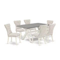 HomeStock 7-Piece Natural Oak Finish Solid Wood Top Dining Table with 6 Parson-Chairs
