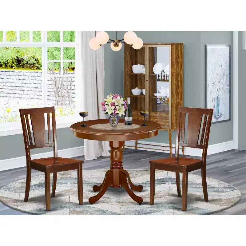 Ensemble table à manger ronde - Table de 36 pouces avec 2 chaises - Ensemble dînette de cuisine