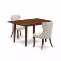 Vintage Kitchen Dinette Set - 2 Fabric Chairs & Butterfly Leaf Table - Mahogany Finish